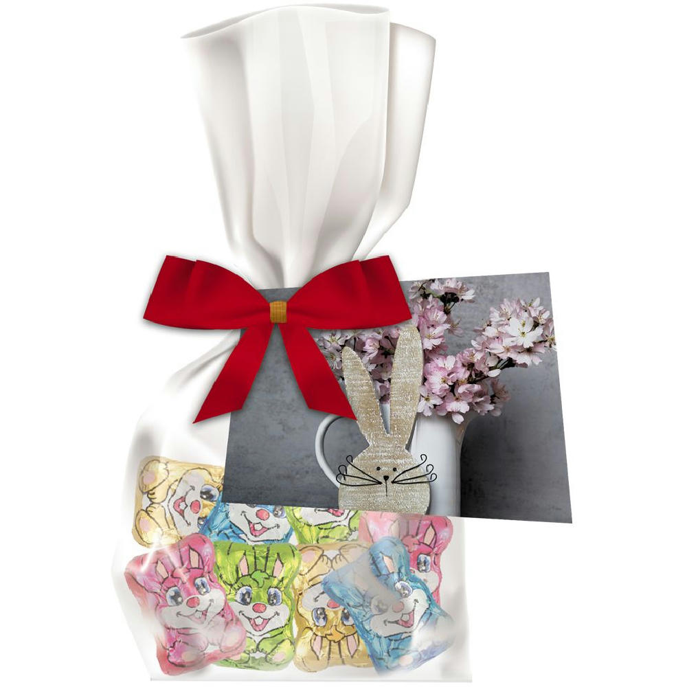 Product image Schoko-Hasen Mix, ca. 24g, Express Flachbeutel mit Schleife mit Werbekarte Werbeartikel