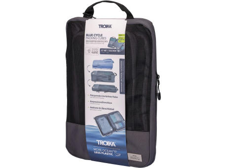 TROIKA Reise-Kompressionstaschen Set BLUE CYCLE PACKING CUBES Werbeartikel