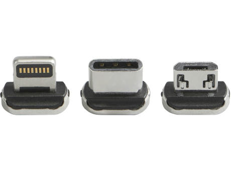 ROLL UP Ausziehbares Multifunktions-Kabel zum Laden und Datenübertragen mit USB-C, Micro-USB und Lightning Werbeartikel