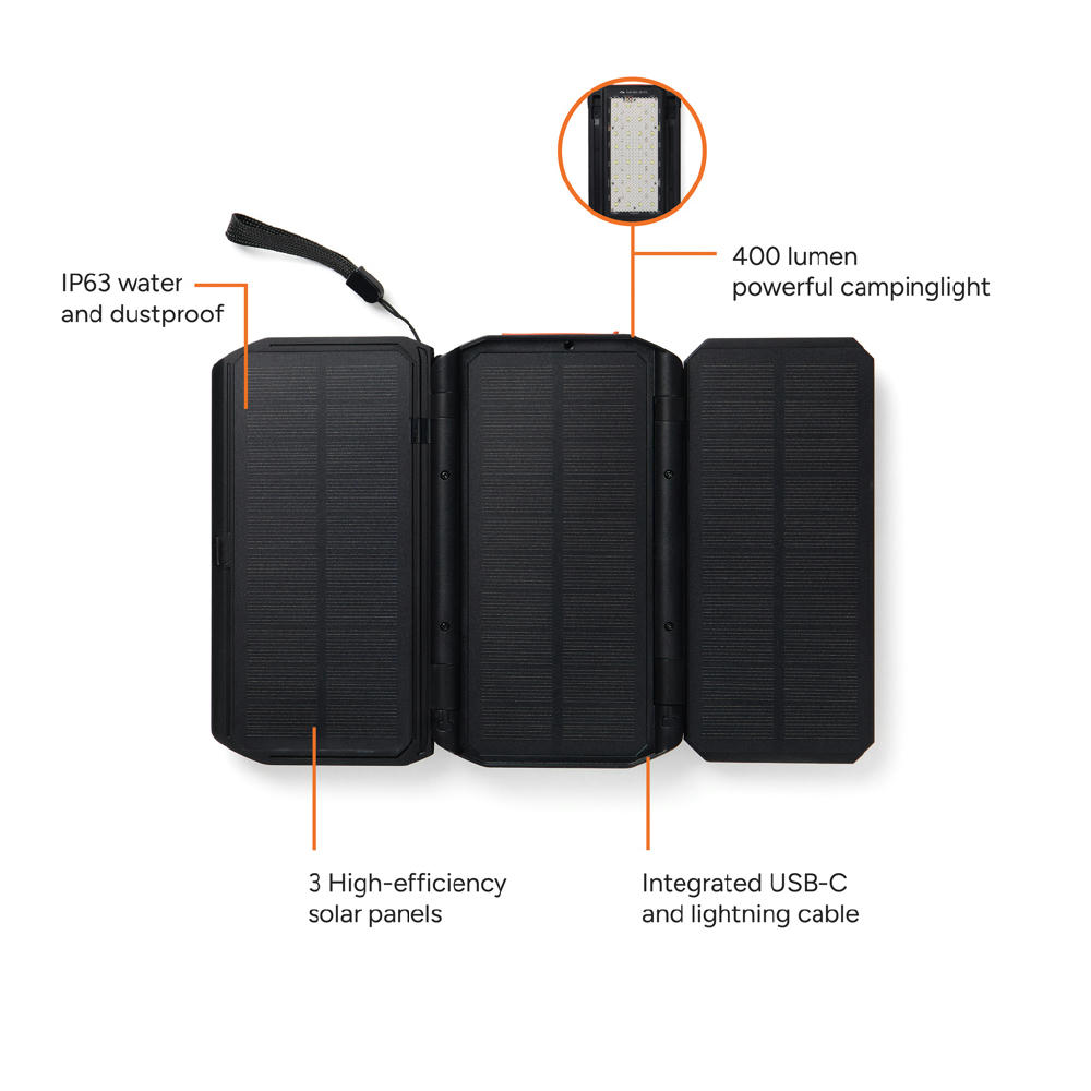Nordic Drift Titan 10.000mAh Solar Powerbank with 3 Panels Werbeartikel
