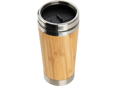 Edelstahlbecher mit Bambusummantelung, 400 ml bedrucken