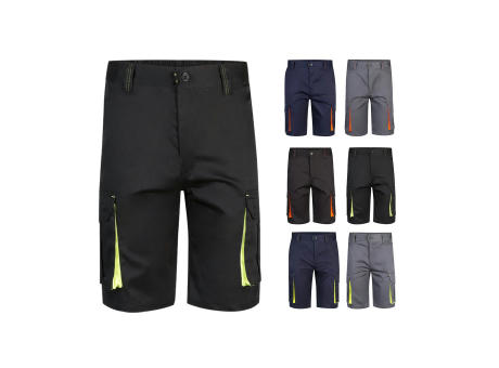 Product image VL HEMERA. Zweifarbige Stretch-Bermudashorts mit mehreren Taschen (240 g/m²) aus Baumwolle (46 %), EME (38 %) und Polyester (16 %) Werbeartikel