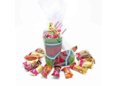 Nikolausstiefel Nougat, 150g, mit Grußkarte Werbeartikel