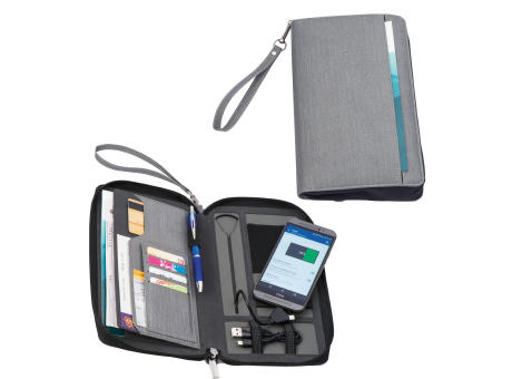 Product image Reisemappe mit Powerbank Almeria bedrucken