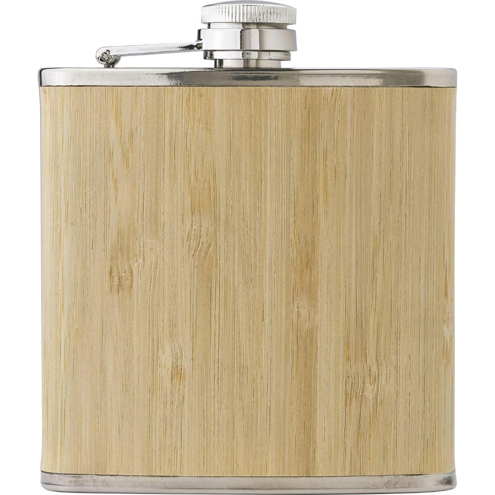 Product image Flachmann aus Edelstahl und Bambus Hayden Werbeartikel