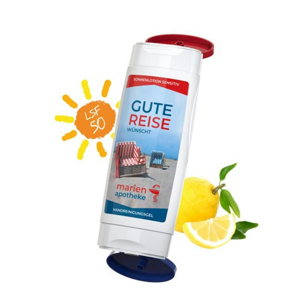 DuoPack Sonnenmilch LSF 50 (sensitiv) + Handreinigungsgel (2 x 50 ml) Werbeartikel