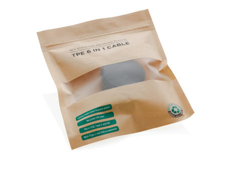 6-in-1 Kabel aus TPE und RCS Standard recyceltem Kunststoff Werbeartikel