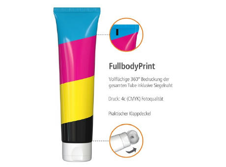 100 ml Tube - Hände-Desinfektionsgel (DIN EN 1500) - FullbodyPrint Werbeartikel