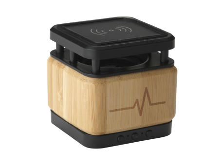 Product image Bamboo Block Speaker mit kabellosem Ladegerät Werbeartikel