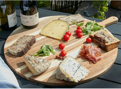 Rundes XXL Schneidebrett aus Akazie 'Shokki' Werbeartikel