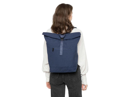 Rolltop-Rucksack Thaddeus aus recyceltem Poly-Baumwollgewebe (330 g/m2) bedrucken