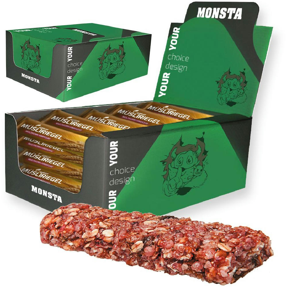 Product image Müsliriegel Multikorn-Himbeere, 25 Stück, 750g, Displaybox Maxi Werbeartikel
