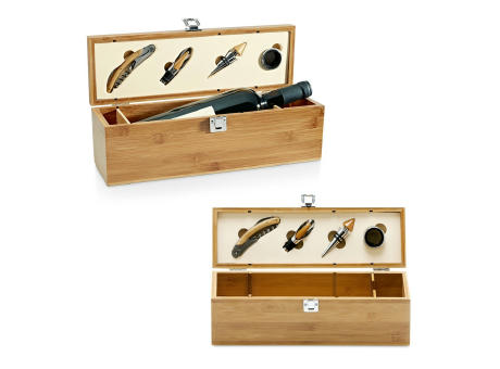 SYRAH. Weinkasten aus Bambus, Zink und Edelstahl Werbeartikel