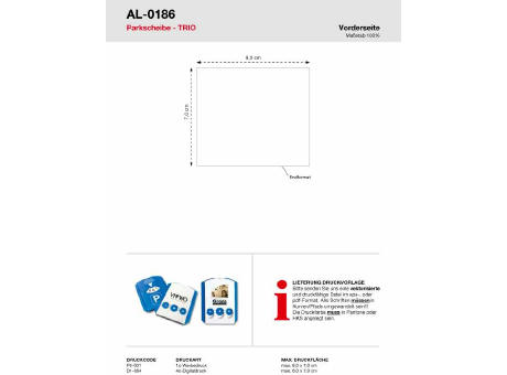 Parkscheibe TRIO, 3 Chips inkl. 1c Werbedruck Werbeartikel