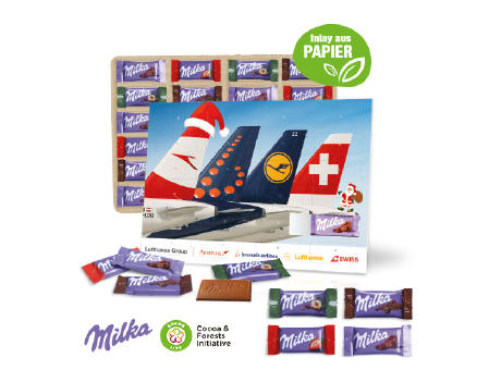 Product image Tisch-Adventskalender mit Milka Schokolade, Inlay aus Papier Werbeartikel