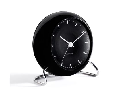Arne Jacobsen City Hall Tischuhr mit Alarmfunktion schwarz Ø11cm bedrucken