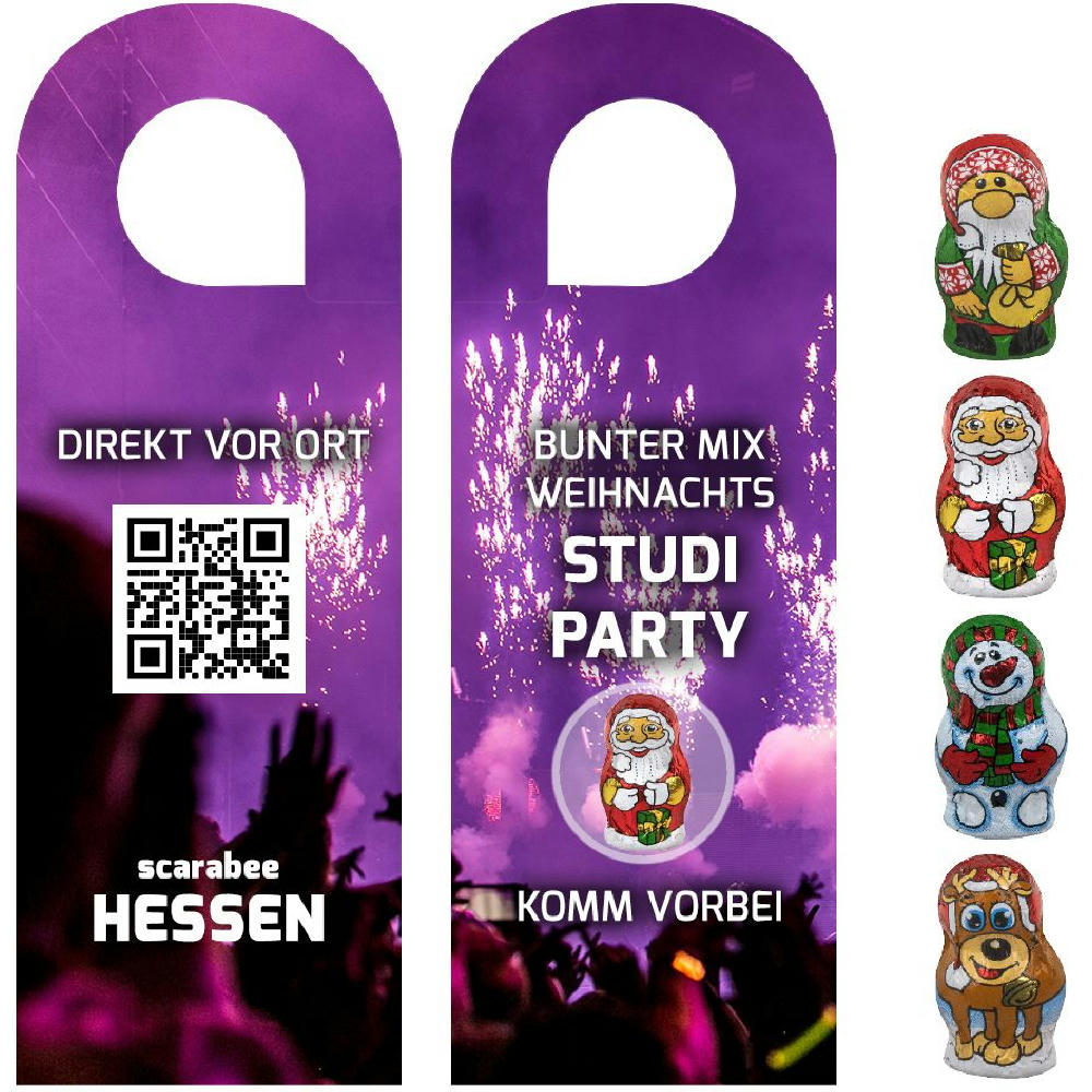 Product image Schoko-Weihnachts Mix, ca. 7g, Türhänger Werbeartikel