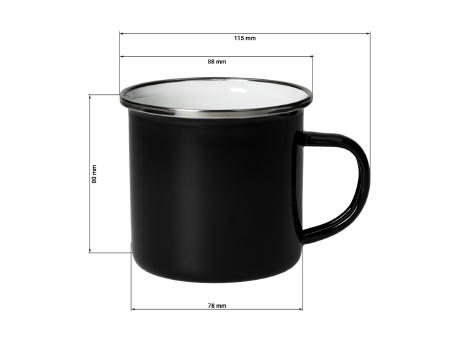 Emaille-Becher "Cozy", 300 ml, schwarz Werbeartikel
