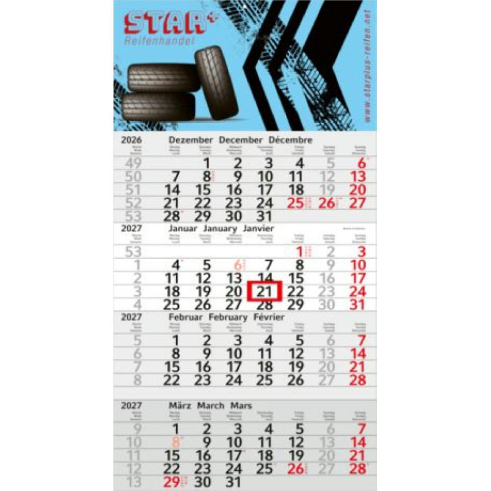 Product image 4-Monatskalender Budget 4 Bestseller (Einblatt) Werbeartikel