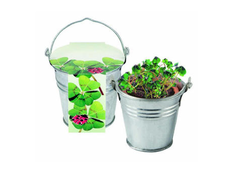 Zinkeimerchen Glücksklee Werbeartikel