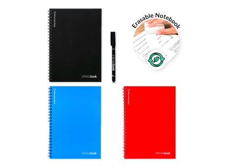 INFINITEBOOK PLAIN A5. "Infinitebook" mit flexiblem Einband und 15 unlinierten Whiteboard Seiten Werbeartikel