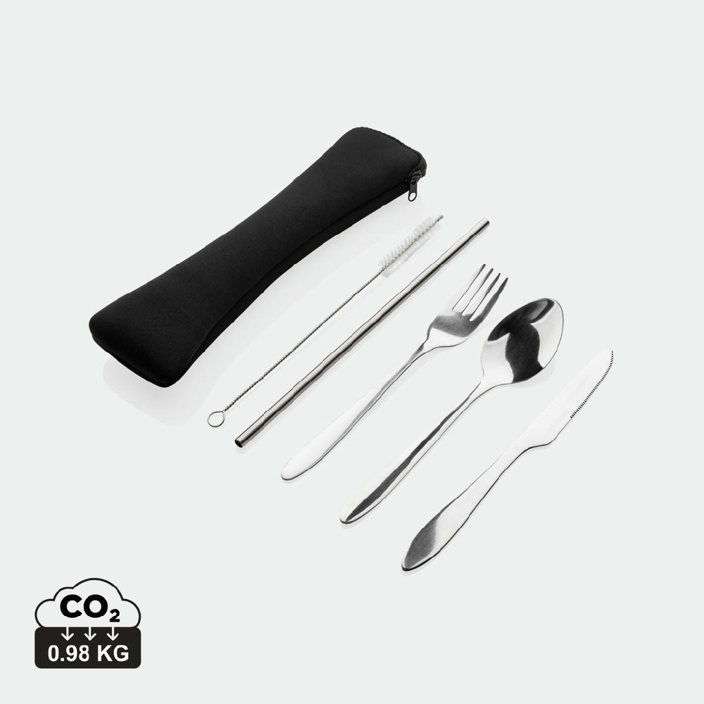 Product image 4-teiliges wiederverwendbares Besteckset aus Stainless-Steel Werbeartikel