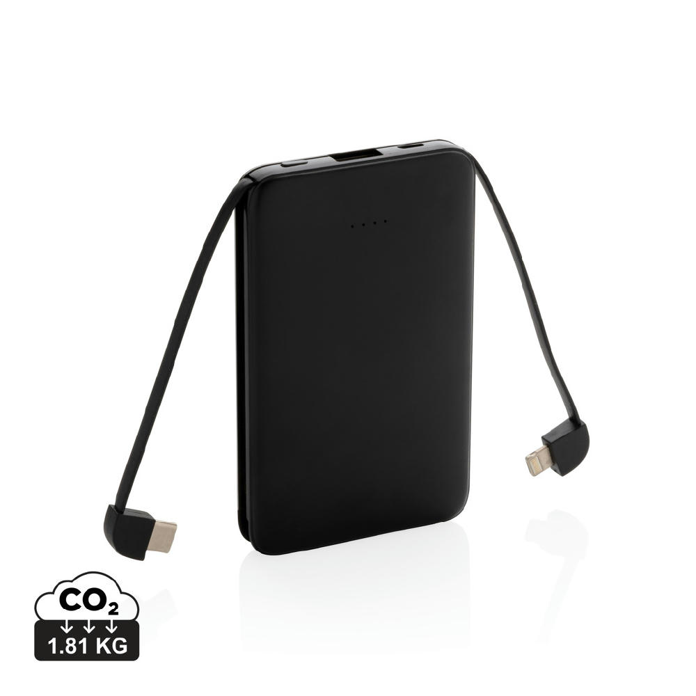 Product image 5.000 mAh Powerbank mit integriertem Kabel Werbeartikel