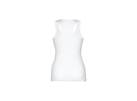 THC TIRANA WH. Ärmelloses Damen-T-Shirt aus Baumwolle. Farbe Weiß Werbeartikel
