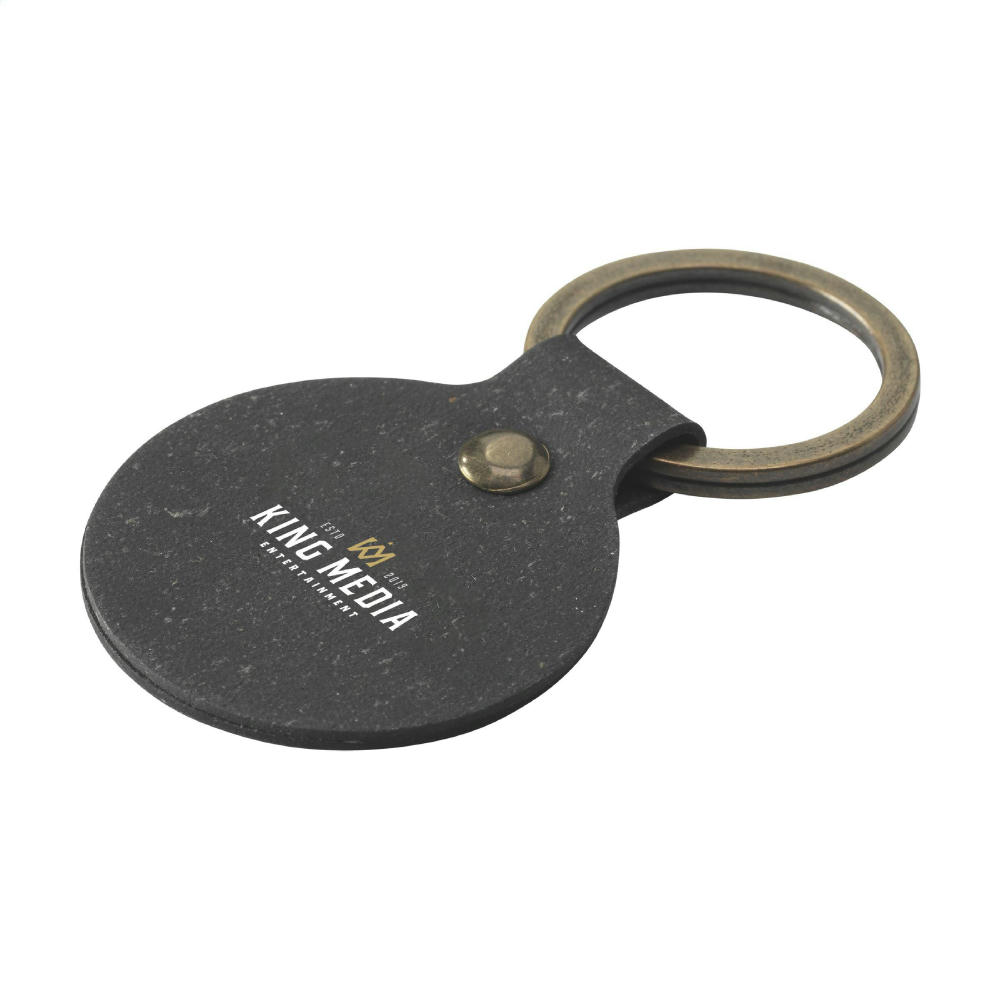 Product image Recycled Leather Keyring Round Schlüsselanhänger Werbeartikel