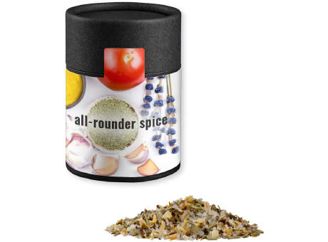Product image Gewürzmischung Alleskönner, ca. 75g, Kraftpapierdose Midi schwarz Werbeartikel