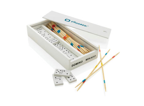 Deluxe Mikado/Domino Set in Holzbox Werbeartikel