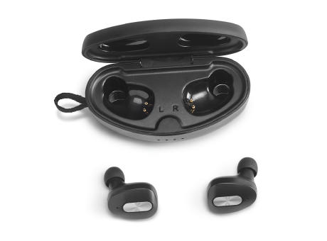 DESCRY. kabellose In-Ear Kopfhörer aus Metall und ABS inkl. Ladegerät Werbeartikel