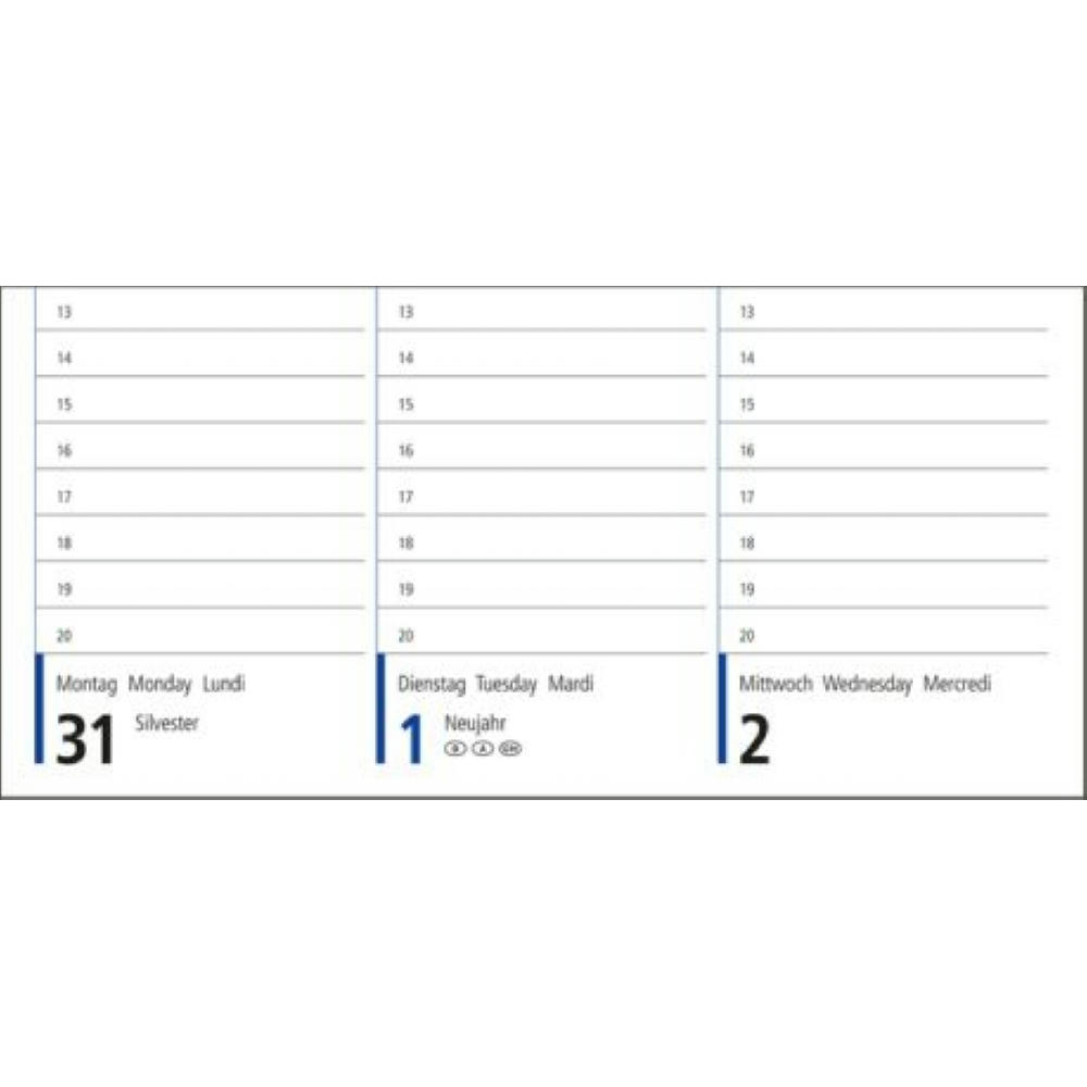 Tisch-Querkalender Compact EXPRESS 1 Woche = 2 Seiten 8–20 Uhr Werbeartikel