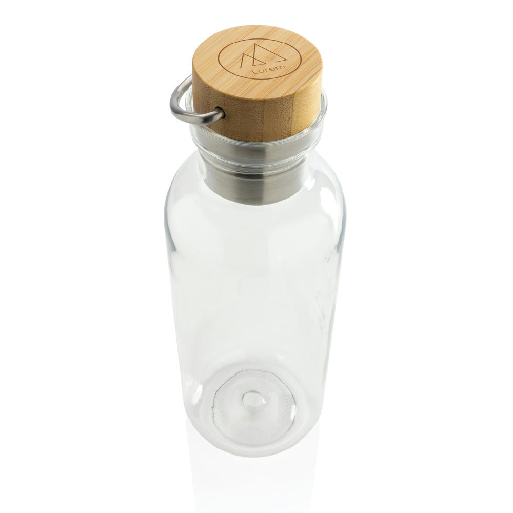 RCS rPET Flasche with Bambusdeckel und Griff Werbeartikel