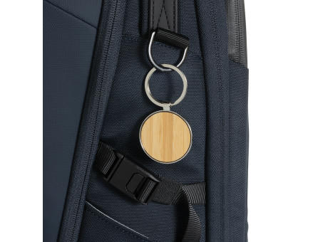 Schlüsselanhänger aus RCS rec. Zinklegierung mit Bambus bedrucken