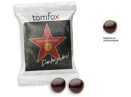 Product image Schoko Kaffeebohnen Werbetüte, 2 Stück, Inhalt: Schoko-Kaffeebohne Werbeartikel