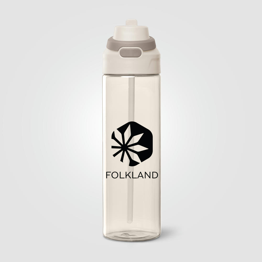 Lynk Trinkflasche mit Trinkhalm und Klappverschluss einwandig aus rPET - 830 ml Werbeartikel