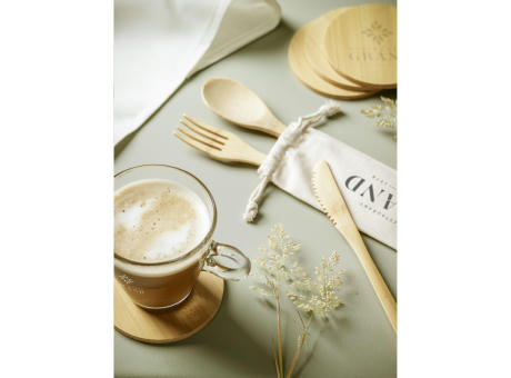 Bamboo Coaster Set Untersetzern Werbeartikel