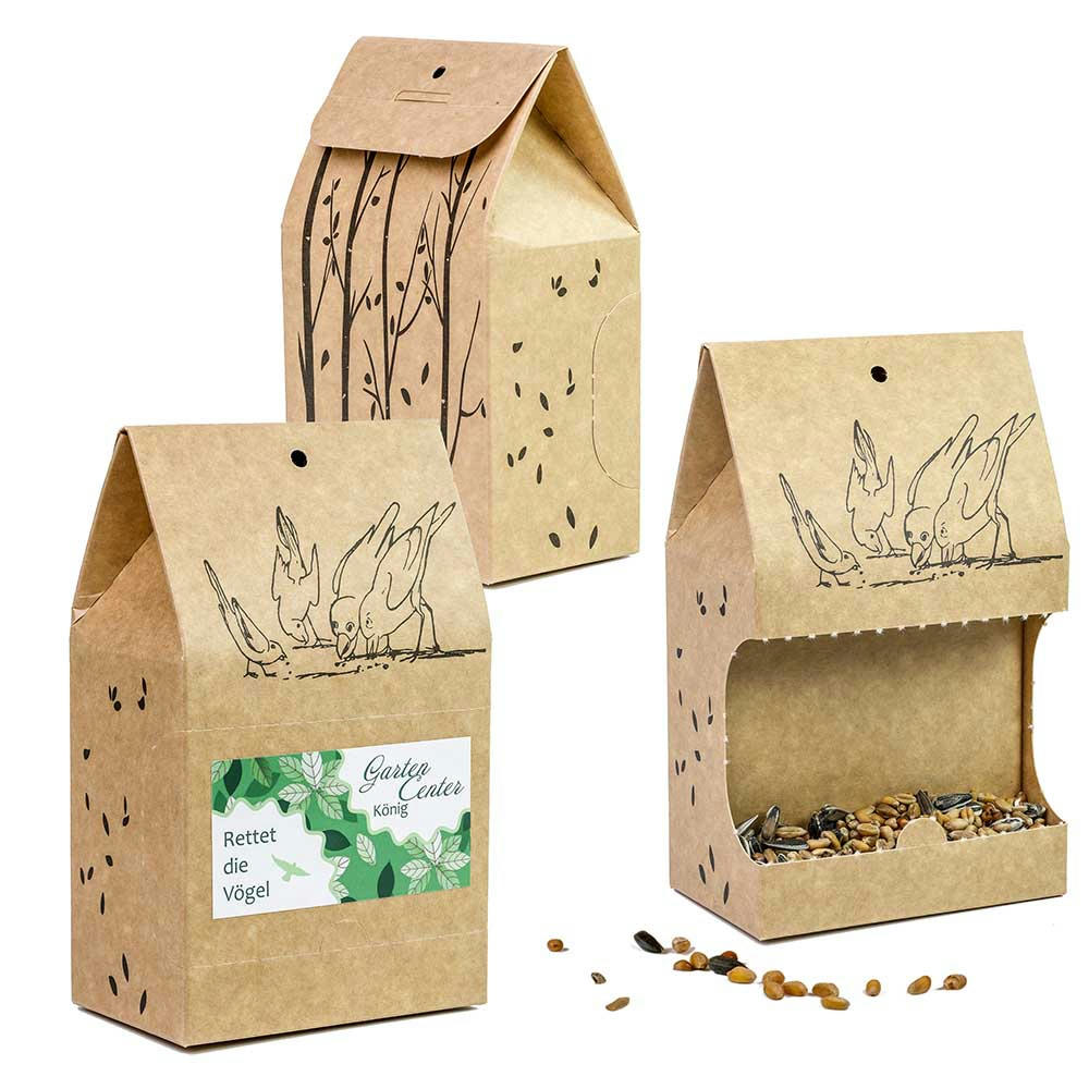 Vogelfutter To-Go - Werbeaufkleber Werbeartikel
