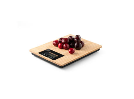 HEISENBERG. Digitale Küchenwaage aus Bambus Werbeartikel