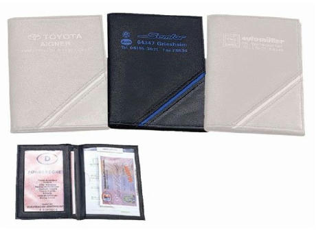 CreativDesign® Ausweistasche "CD" schwarz/blau bedrucken