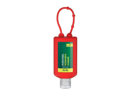 Product image 50 ml Bumper rot - Duschgel Rosmarin-Ingwer - Body Label Werbeartikel
