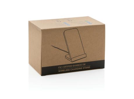 Kabelloser 5W-Ladeständer aus Bambus Werbeartikel