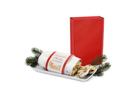 Product image Geschenkset / Präsenteset: Christstollen im roten Geschenkkarton bedrucken