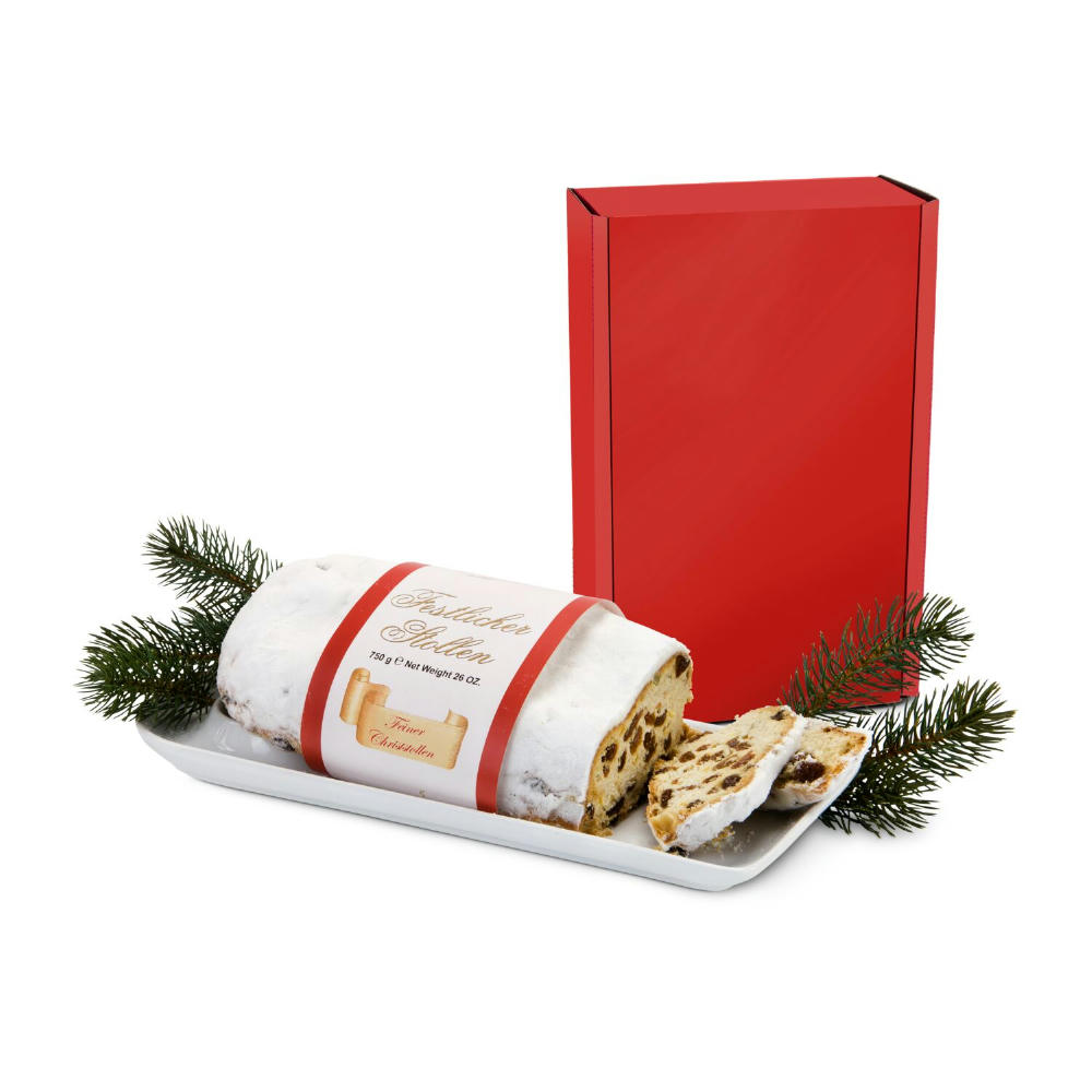 Product image Geschenkset / Präsenteset: Christstollen im roten Geschenkkarton Werbeartikel