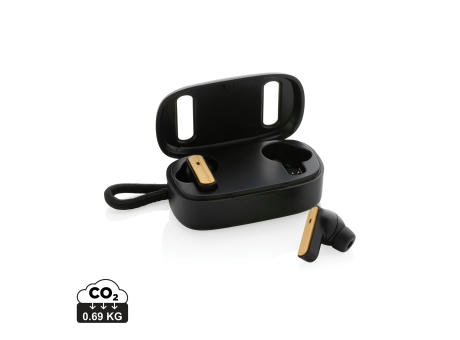 TWS-Ohrhörer aus recyceltem RCS-Kunststoff und Bambus Werbeartikel