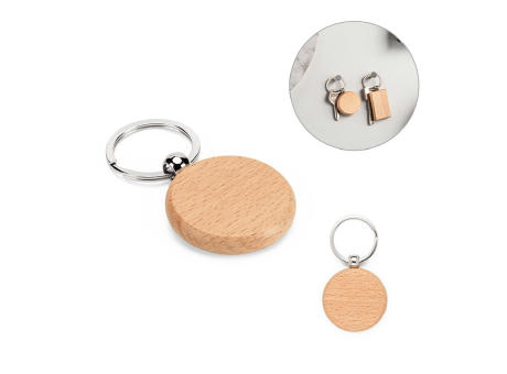 STEWIE ROUND. Runder Schlüsselanhänger aus Buchenholz bedrucken