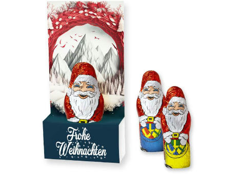 Mini+ Schoko-Weihnachtsmann, ca. 15g, Displaybox bedrucken