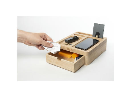 Walter Bamboo Big Dock 15W Organizer und Ladegerät Werbeartikel