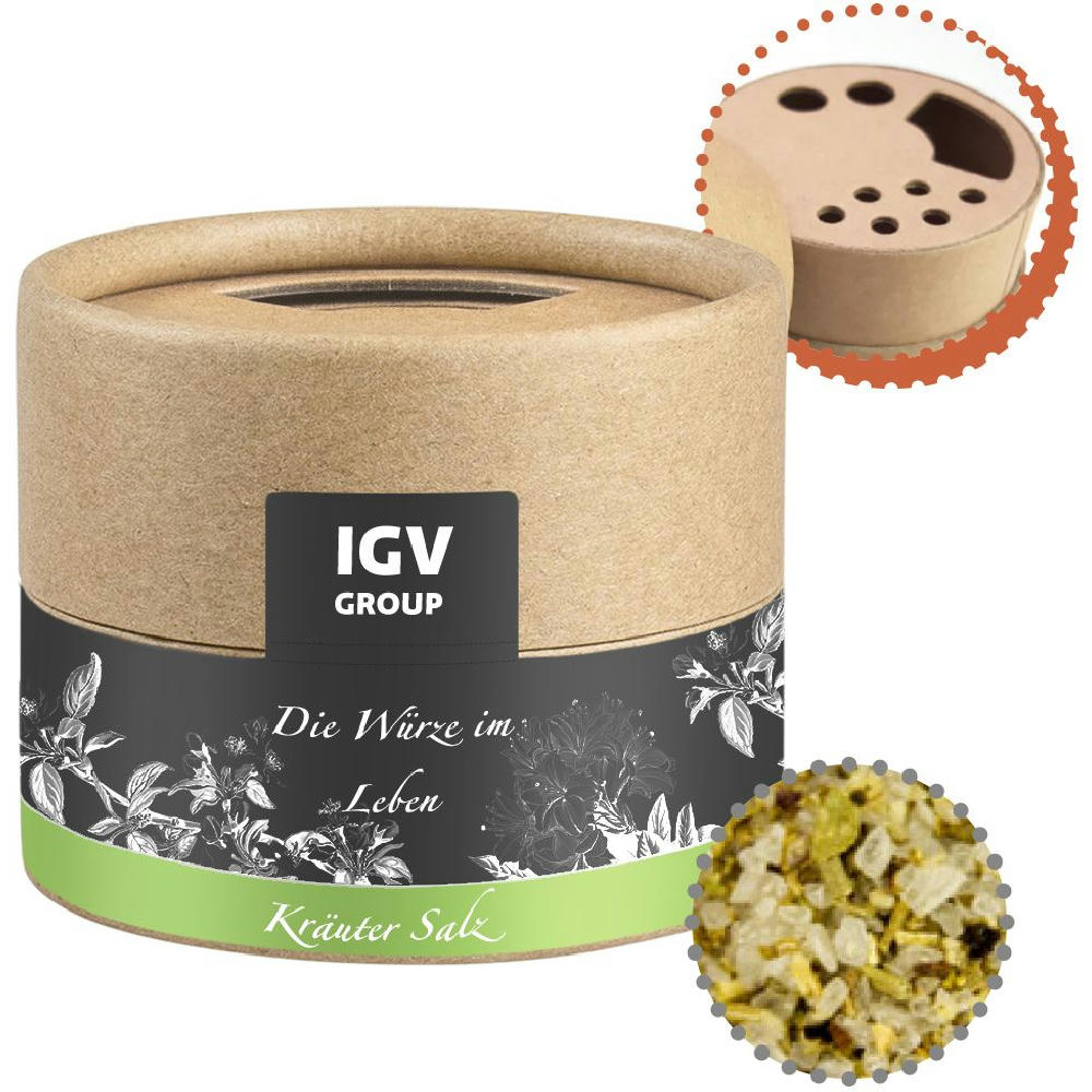 Product image Gewürzmischung Kräutersalz, ca. 40g, Kraftpapierstreuer Mini Werbeartikel